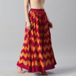 Women Red & Mustard Yellow Chevron Print Flared Maxi Skirt